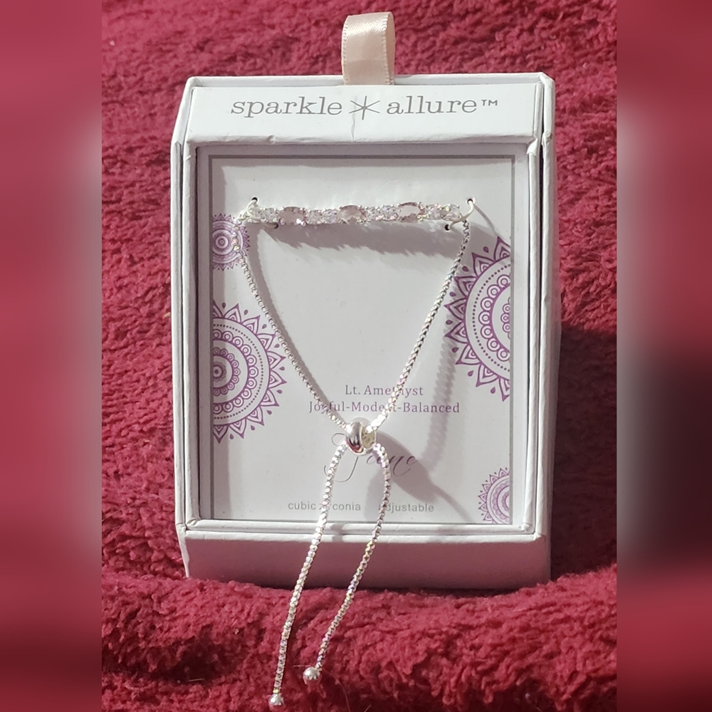 Silver Bracelet with Cubic Zirconia And Lt. Amethyst June